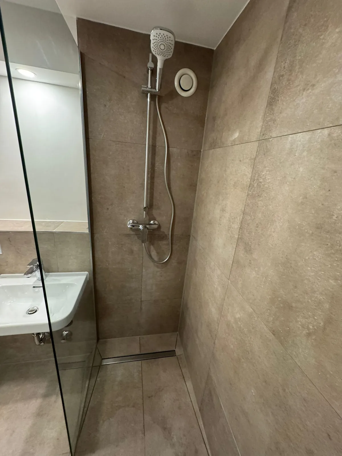 Renovated bathroom with modern fixtures