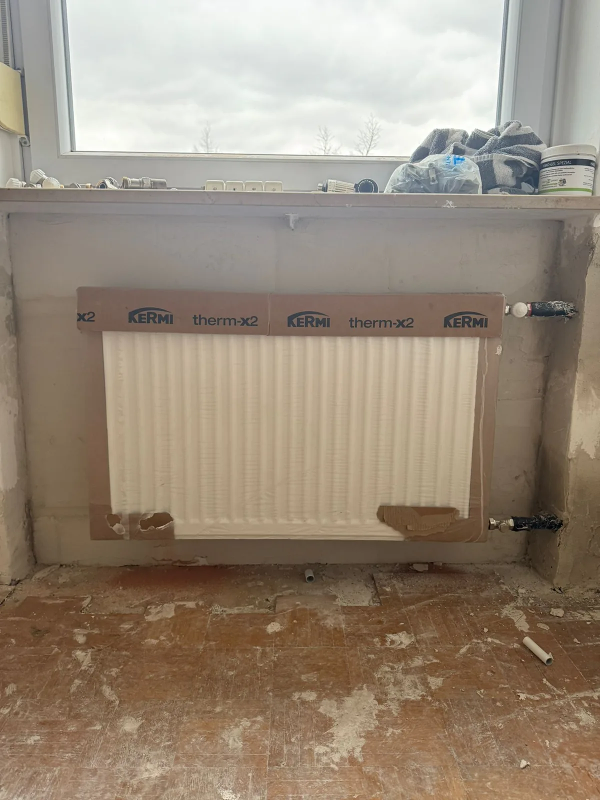 New Kermi radiator installed and connected