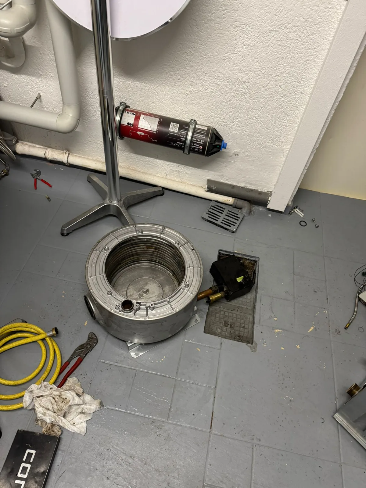 Cylinder opened mid-service with a drain auger